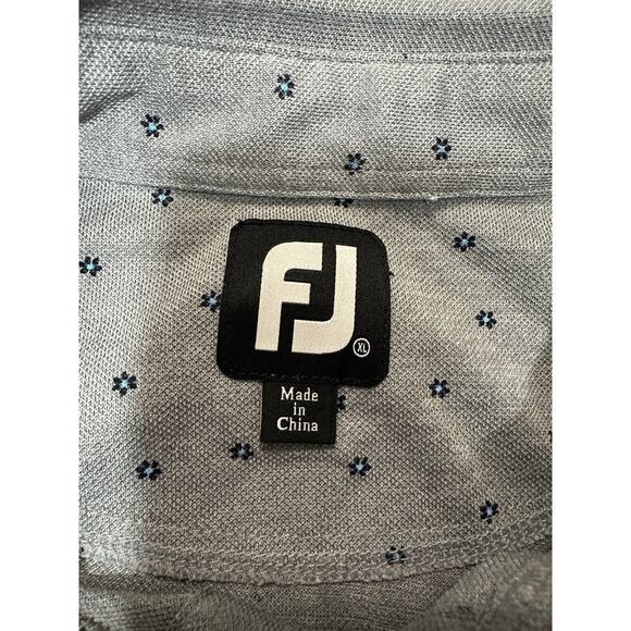 FootJoy Golf Polo Men XL Floral Pattern Gray Blue Luxury Glam Preppy Academia - Picture 3 of 11